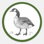 ファインアートカナダグース自然スケッチ ラウンドシール (正面)