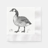 ファインアートカナダグース自然スケッチ 縁ありカクテルナプキン (正面)