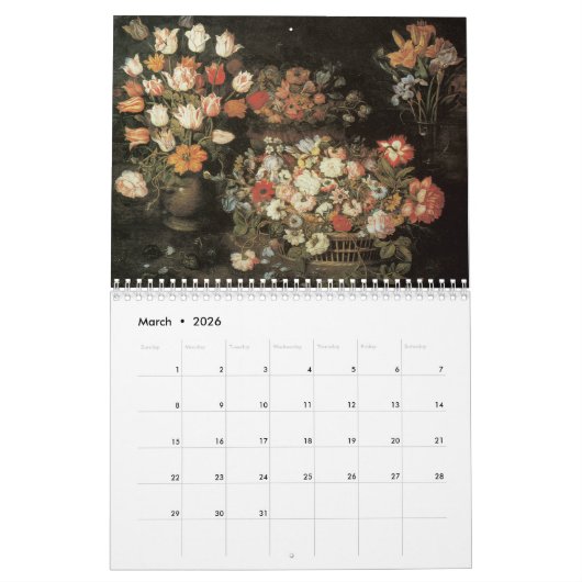 ファインアートカレンダーフローラ絵画 カレンダー (3月 2026)