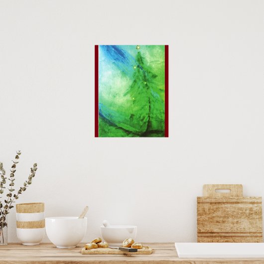 ファインアートクリスマスプレゼント魔法のクリスマスツリー ポスター (キッチン)