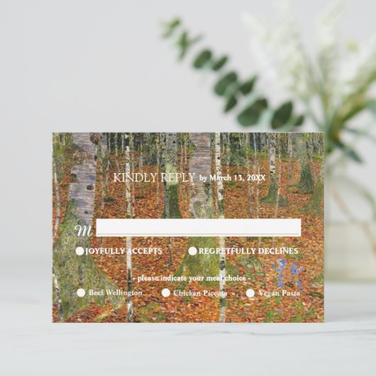 ファインアートグスタフクリムト森自然の食事オプション 出欠カード (スタンド正面)