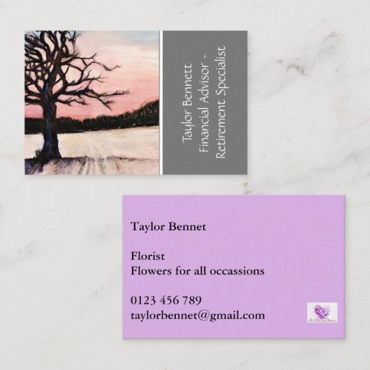 ファインアートサンセットスノーシーンビジネスカード 名刺 (正面/裏面)