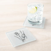 ファインアートスケッチアイリスフラワー植物芸術 ガラスコースター (アングル)