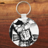 ファインアートスケッチハンサムなカウボーイボディビルダー キーホルダー (正面)