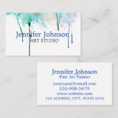 ファインアートスタジオホワイトティール（緑がかった色）ドリップ絵を描 名刺 (正面/裏面)