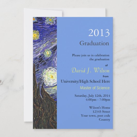 ファインアートスターリーナイト卒業パーティー 招待状 (正面)