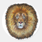 ファインアートテキスタイルライオン。円形ステッカー – パック20 ラウンドシール (正面)