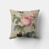 ファインアートピンクローズヴィンテージ辞書 クッション (裏面)