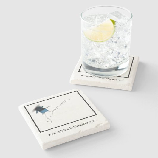 ファインアートフローラブルーアイリスフラワー名刺 ストーンコースター (横)