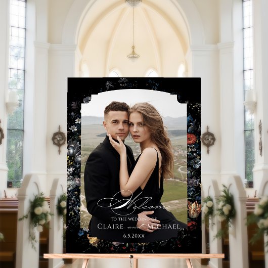 ファインアートブラックフローラ書道へようこそ アクリルサイン