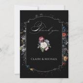 ファインアートブラックフローラ書道写真 サンキューカード (正面)