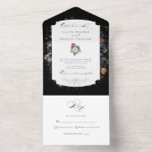 ファインアートブラックフローラ書 オールインワン招待状 (内側)