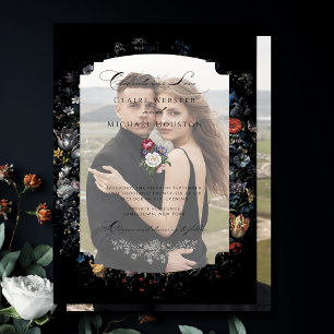 ファインアートブラックフローラ書 ベラム紙招待状