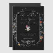 ファインアートブラックフローラ書 マグネット招待状 (正面/裏面)