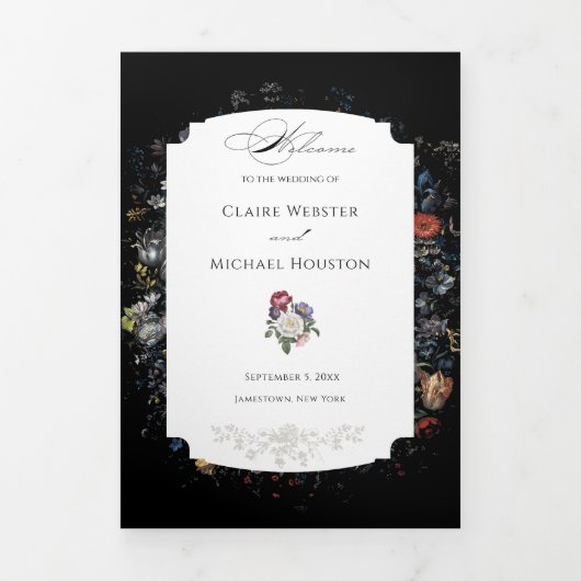 ファインアートブラックフローラ書 三つ折りプログラム (カバー)