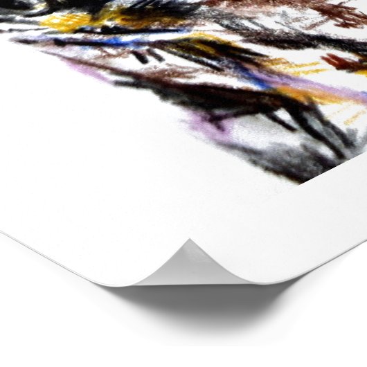 ファインアートプリント素晴らし：角フクロウイラストレーション ポスター (角)