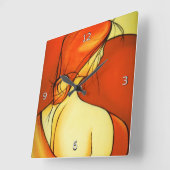 ファインアートペンシックレディーインオレンジ スクエア壁時計 (傾斜)