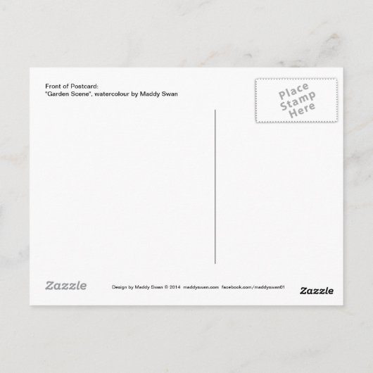 ファインアートポストカード – ガーデンシーン、水彩 ポストカード (裏面)