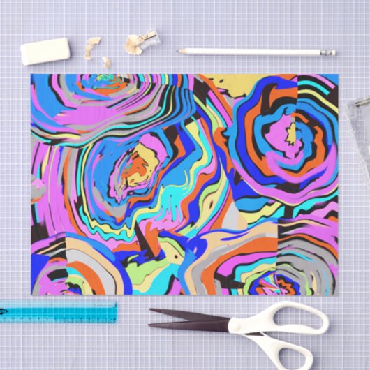 ファインアートモダンカラフル抽象芸術フラワーシック 薄葉紙 (クラフト)