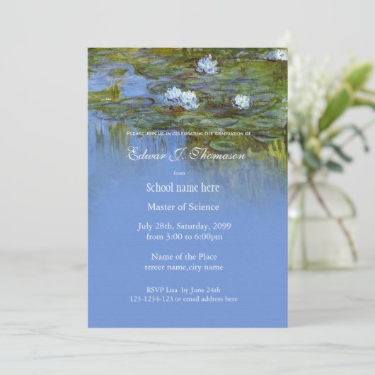 ファインアートヴィンテージ《植物》スイレン卒業 招待状 (スタンド正面)
