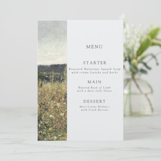 ファインアート結婚メニューヴィンテージ油のキャンバス。 メニュー (スタンド正面)