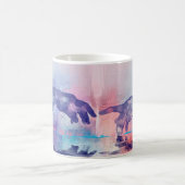 ファインアート絵を描の超現実的な手の手 コーヒーマグカップ (中央)