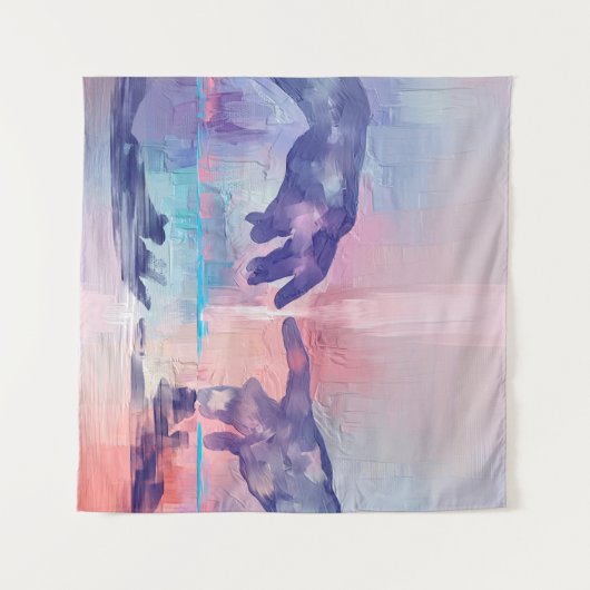 ファインアート絵を描の超現実的な手の手 タペストリー (正面(横))