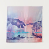 ファインアート絵を描の超現実的な手の手 タペストリー (正面)