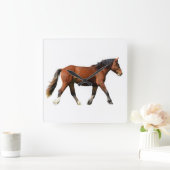 ファインアート絵画馬 スクエア壁時計 (ホーム)