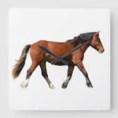 ファインアート絵画馬 スクエア壁時計 (正面)