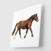 ファインアート絵画馬 スクエア壁時計 (傾斜)