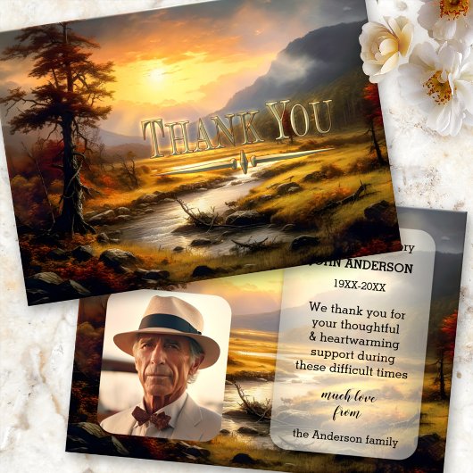 ファインアート自然悔やみや弔慰フォトサンキューカード サンキューカード