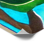 ファインアート花オリジナル水彩赤花 ポスター (角)