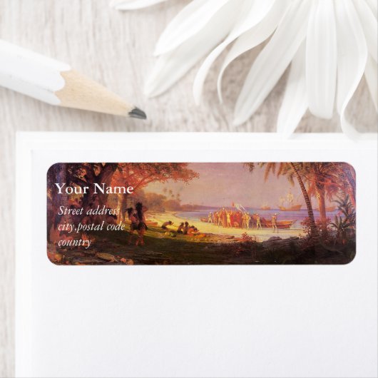 ファインアート、ビエスタッドアルバート、コロンブスの着陸 ラベル (インサイチュ)