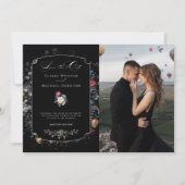 ファインアート ブラック フローラル カリグラフィー/写真 セーブザデート (正面)