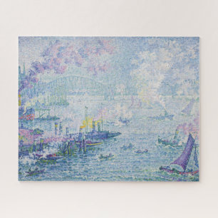 ファインアート 絵画 海 ポート 船 橋 ライトブルー ジグソーパズル
