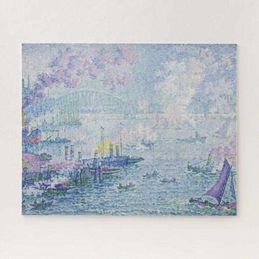 ファインアート 絵画 海 ポート 船 橋 ライトブルー ジグソーパズル (横)