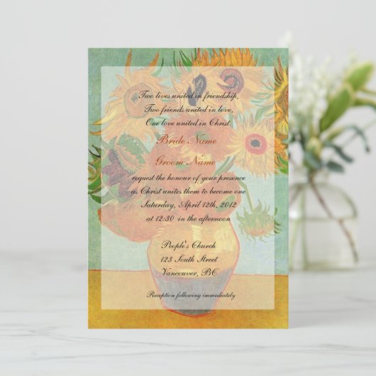 ファインアートVAnゴッホひまわりクリスチャン結婚ズ 招待状 (スタンド正面)