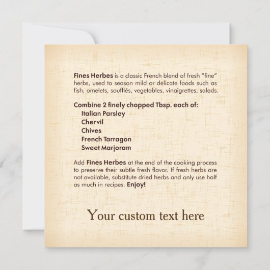 ファインハーブレシピカード (裏面)
