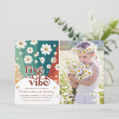 ファイヴはヴィベ5誕生日 | レトロデイジー虹 招待状 (スタンド正面)