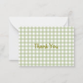 ファイー&ローレングリーンギンガムサンキュー ノートカード (正面)