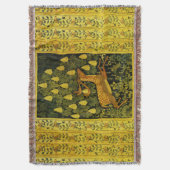 ファウシカ、花栗の木グリーンイエロー スローブランケット (正面縦)