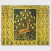 ファウシカ、花栗の木グリーンイエロー ラッピングペーパー (フラット)