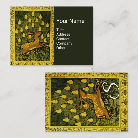 ファウシカ、花栗の木グリーンイエロー 名刺 (正面/裏面)