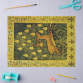 ファウシカ、花栗の木グリーンイエロー 薄葉紙 (クラフト)