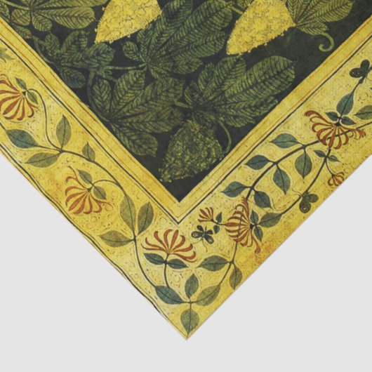 ファウシカ、花栗の木グリーンイエロー 薄葉紙 (詳細)