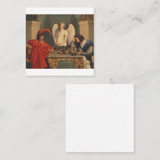 ファウストとメフィ遊ストフェレスのチェス スクエア名刺 (正面/裏面)