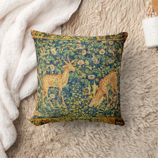 ファウディアペア，ゴシック様式のファンタジー花，緑 クッション (ブランケット)