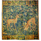 ファウディアペア，ゴシック様式のファンタジー花，緑 シャワーカーテン (正面)