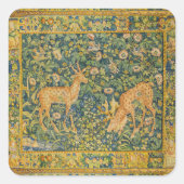 ファウディアペア,ゴシック様式のファンタジー花,緑 スクエアシール (正面)